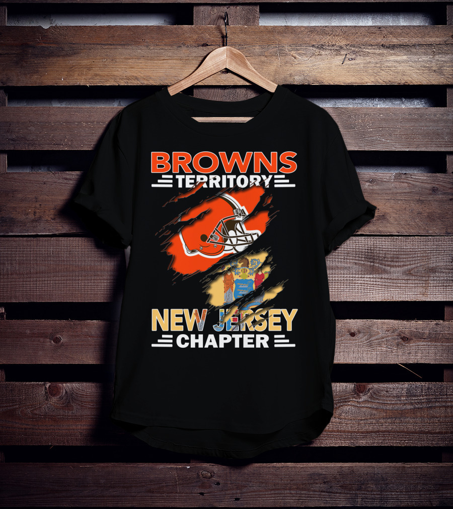 Browns Territory Football Helmet New Jersey Chapter State Flag T-Shirt