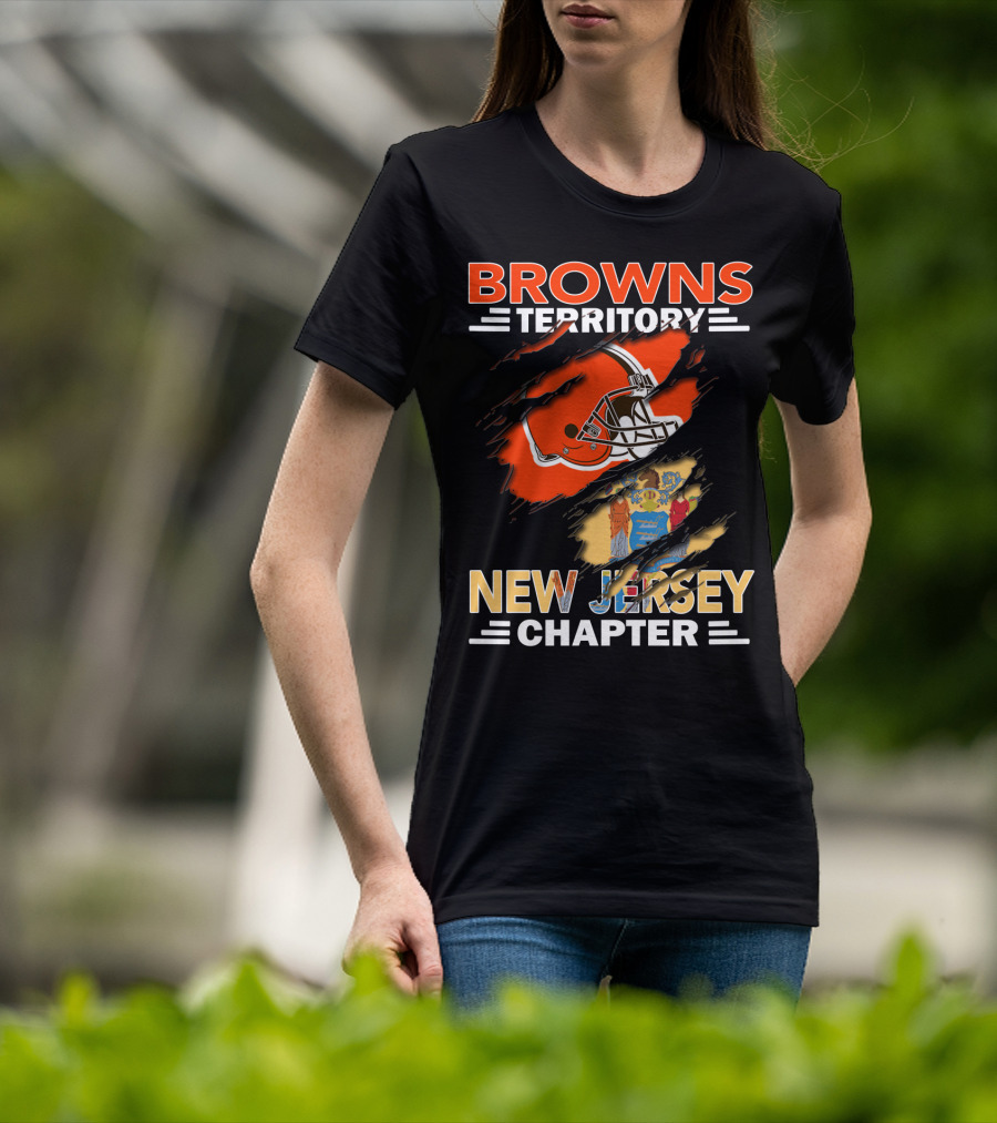 Browns Territory Football Helmet New Jersey Chapter State Flag T-Shirt