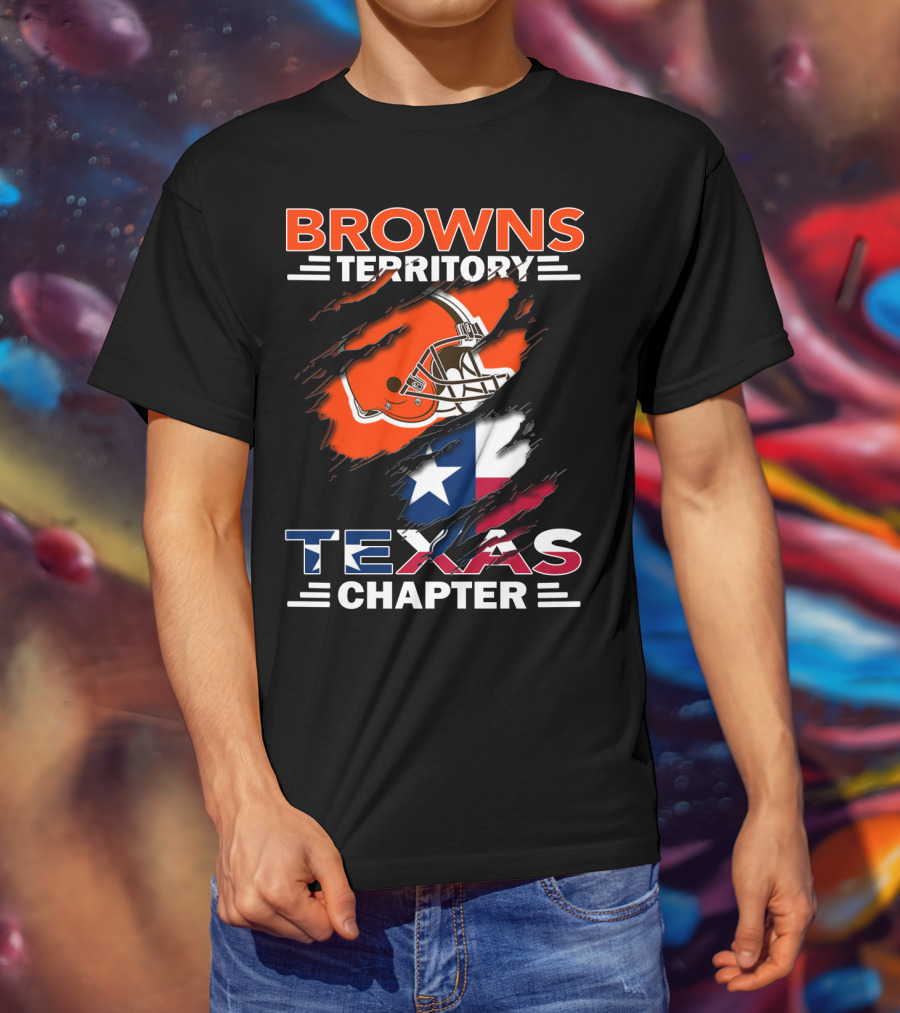 Browns Territory Texas Chapter Football Helmet And Texas Flag T-Shirt