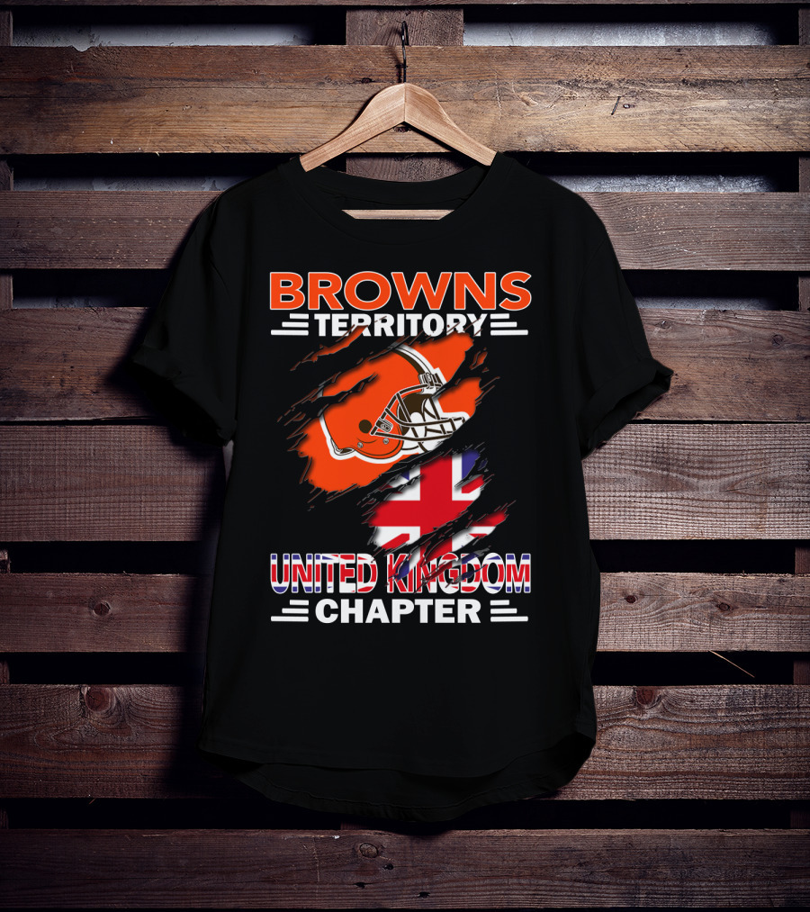 Browns Territory United Kingdom Chapter Football Helmet Union Jack Flag T-Shirt