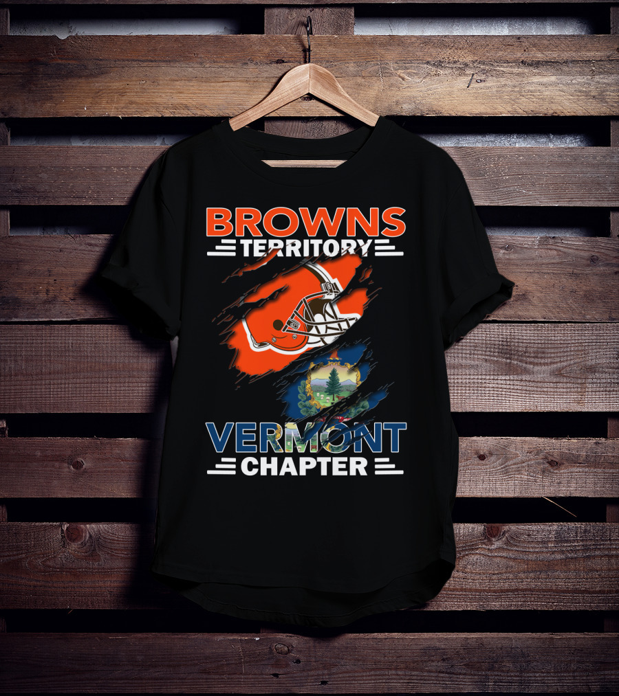 Browns Territory Vermont Chapter Helmet And Vermont State T-Shirt