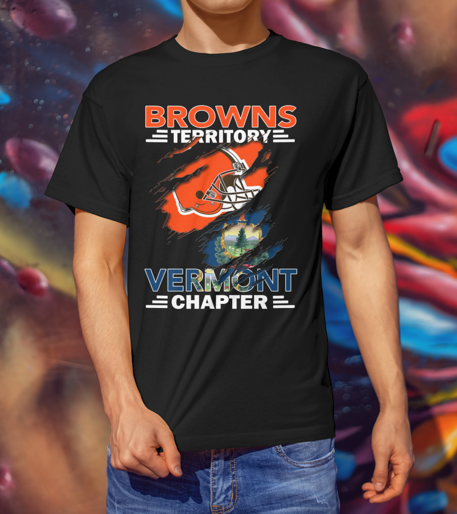 Browns Territory Vermont Chapter Helmet And Vermont State T-Shirt