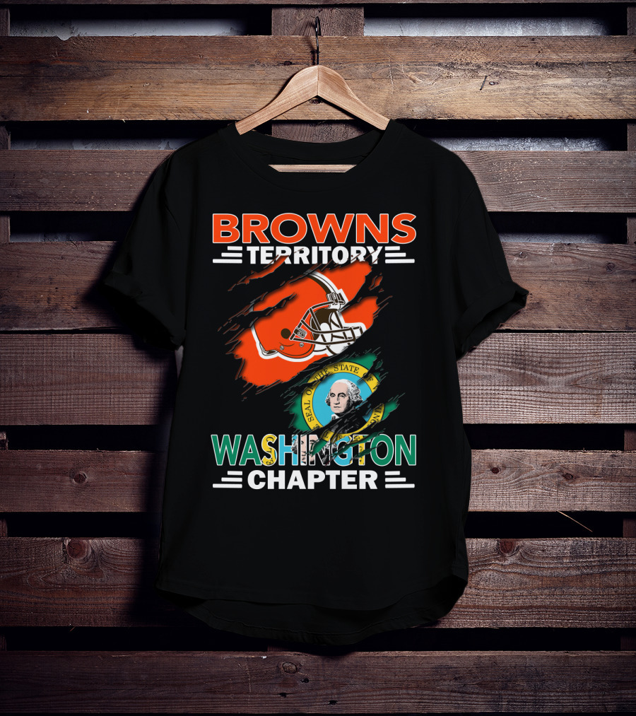 Browns Territory Washington State Chapter Seal Football Helmet Fan T-Shirt