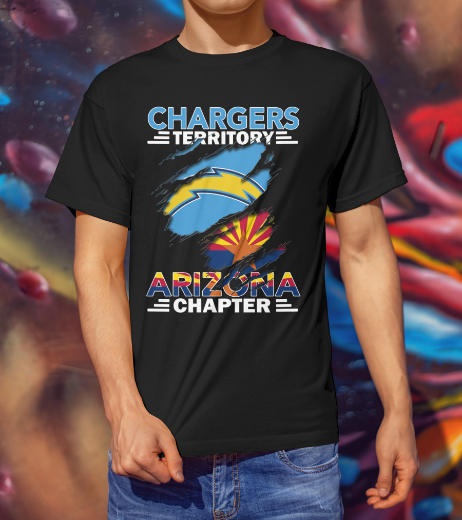 Chargers Territory Arizona Chapter Lightning Bolt And State Flag Elements T-Shirt
