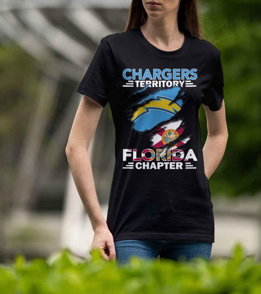 Chargers Territory Florida Chapter Logo With Florida State Flag And Bolt T-Shirt