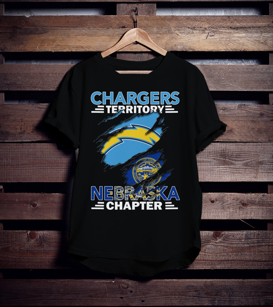 Chargers Territory Nebraska Chapter Los Angeles Chargers Logo Nebraska State Flag T-Shirt