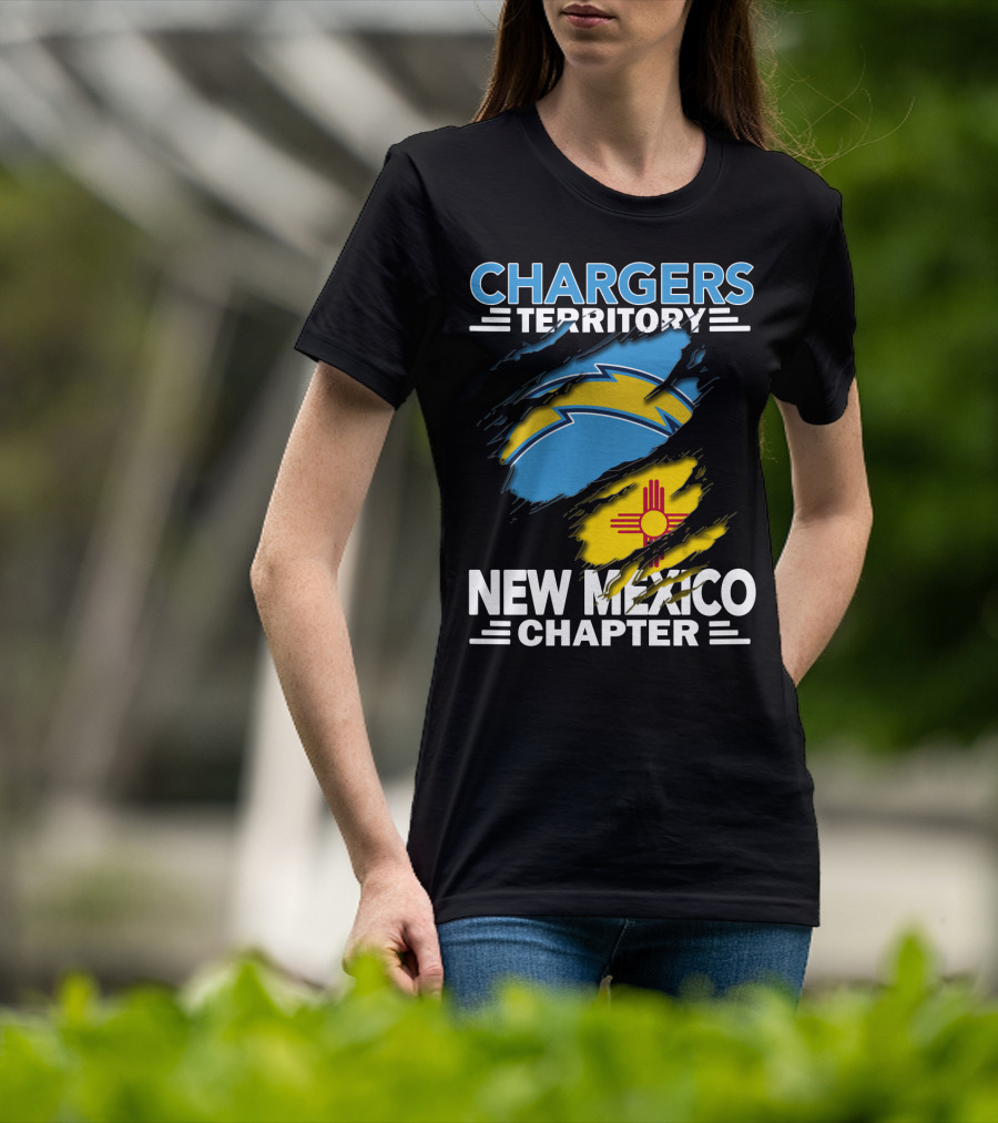 Chargers Territory New Mexico Chapter Torn Flags Zia Symbol Bolt T-Shirt