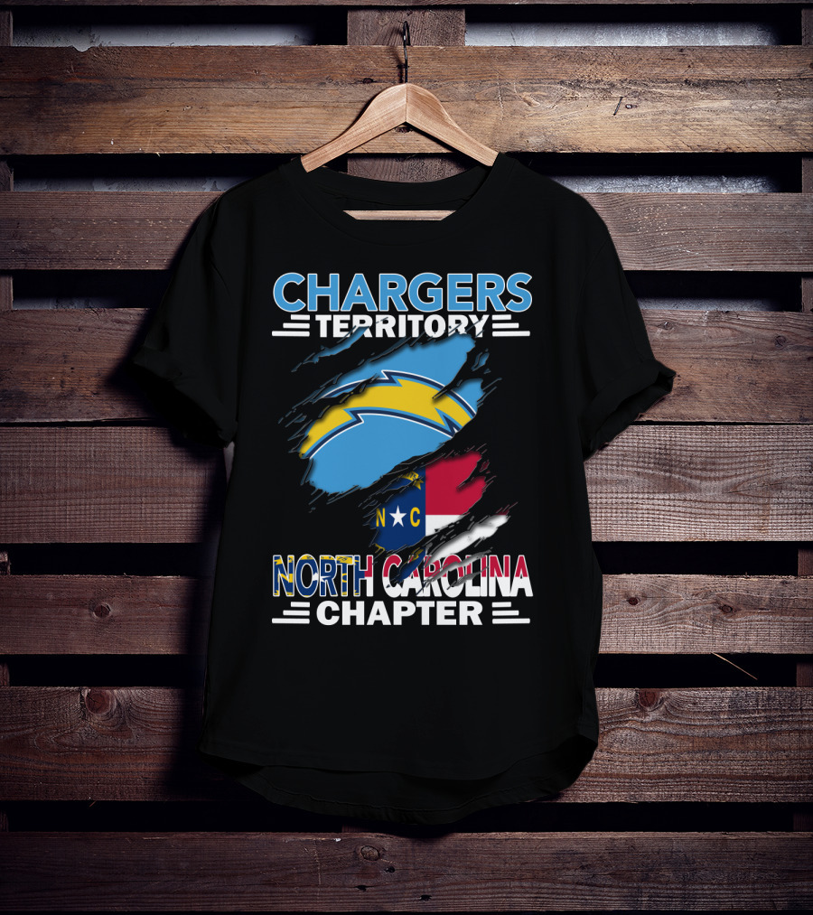 Chargers Territory North Carolina Chapter Logo With State Flag And Team T-Shirt