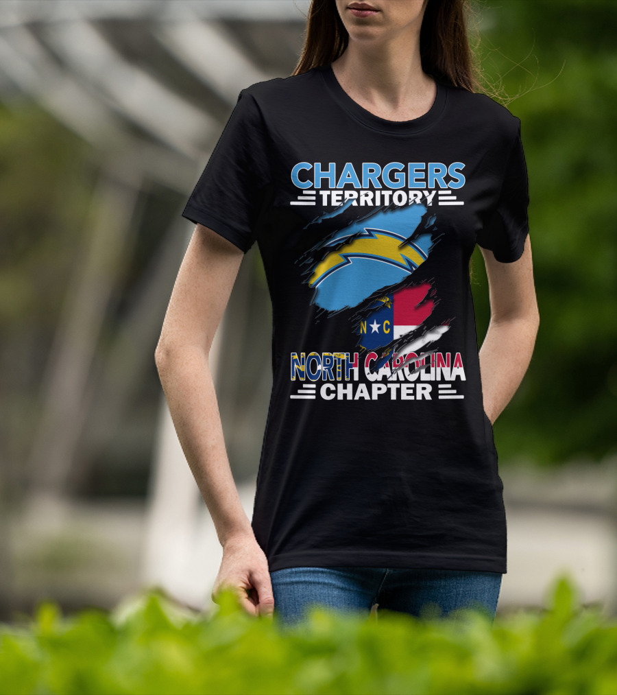 Chargers Territory North Carolina Chapter Logo With State Flag And Team T-Shirt