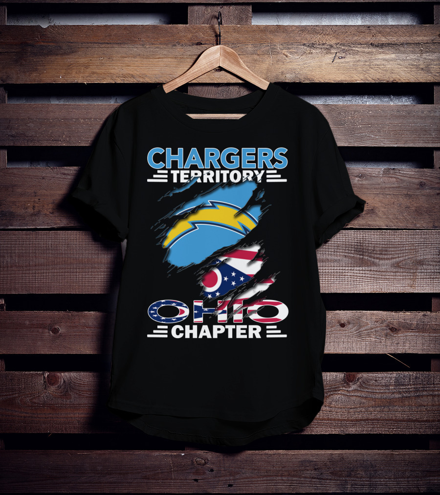 Chargers Territory Ohio Chapter Ohio Flag And Lightning Bolt T-Shirt