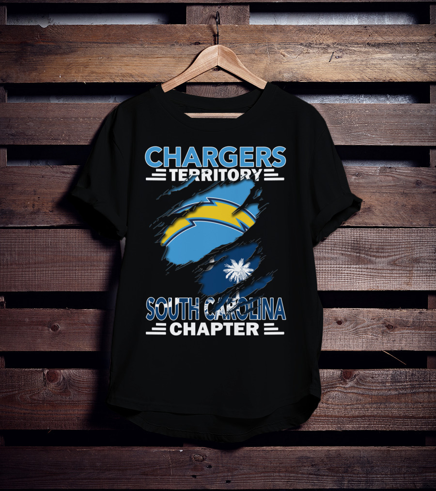 Chargers Territory South Carolina Chapter NFL Football Team Logo And State Flag Combo T-Shirt