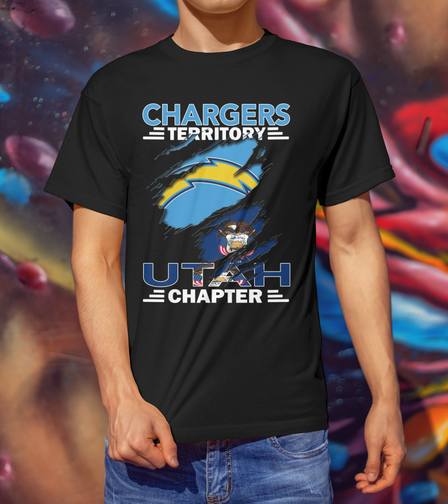 Chargers Territory Utah Chapter Ripped Flag T-Shirt
