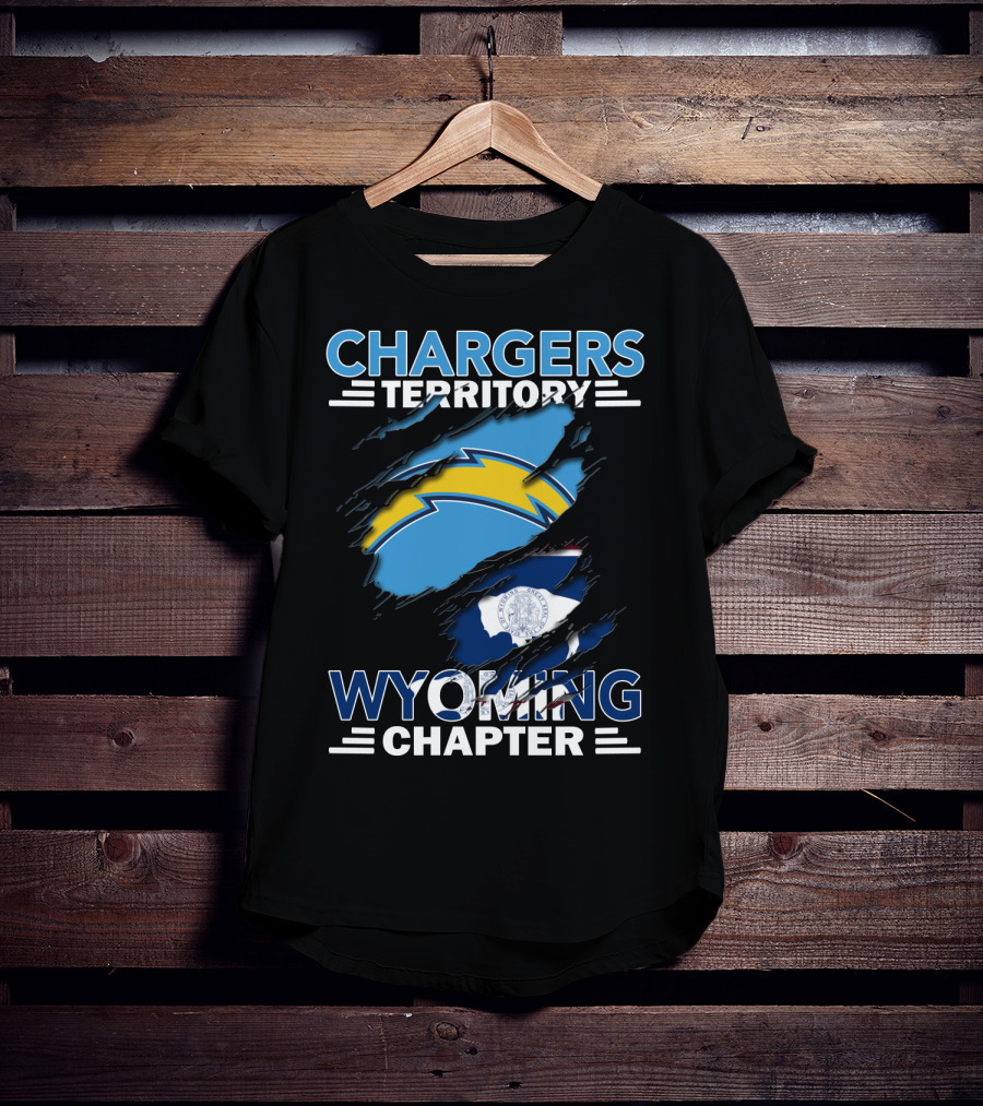 Chargers Territory Wyoming Chapter Logo With State Flag Background T-Shirt