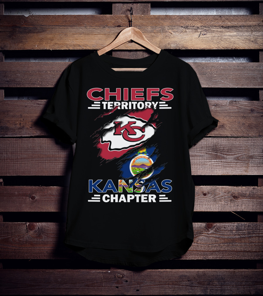 Chiefs Territory Kansas Chapter KC Logo And Kansas State Flag T-Shirt