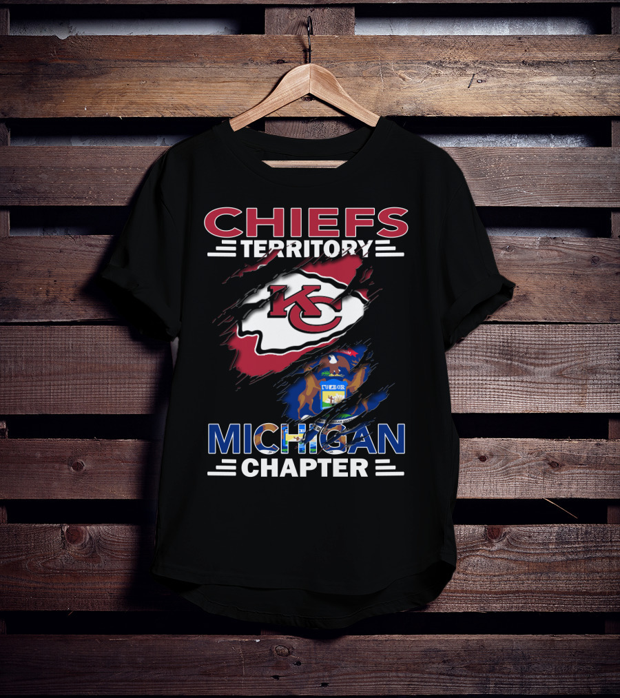 Chiefs Territory Michigan Chapter KC Logo With Michigan State Emblem T-Shirt