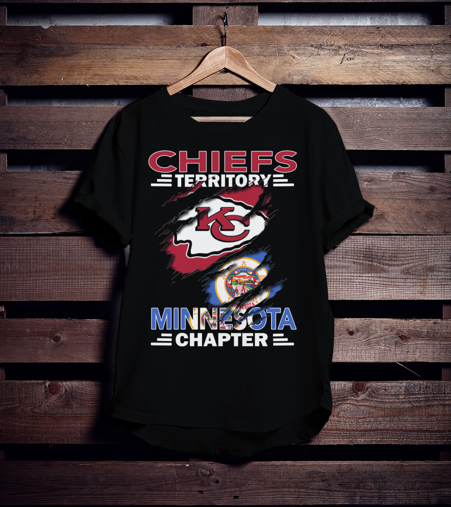 Chiefs Territory Minnesota Chapter With Kansas City Logo And Minnesota State Emblem T-Shirt