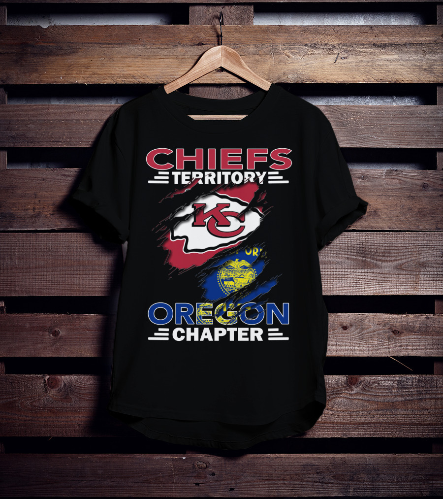Chiefs Territory Oregon Chapter KC Chiefs Logo With Oregon State Flag T-Shirt