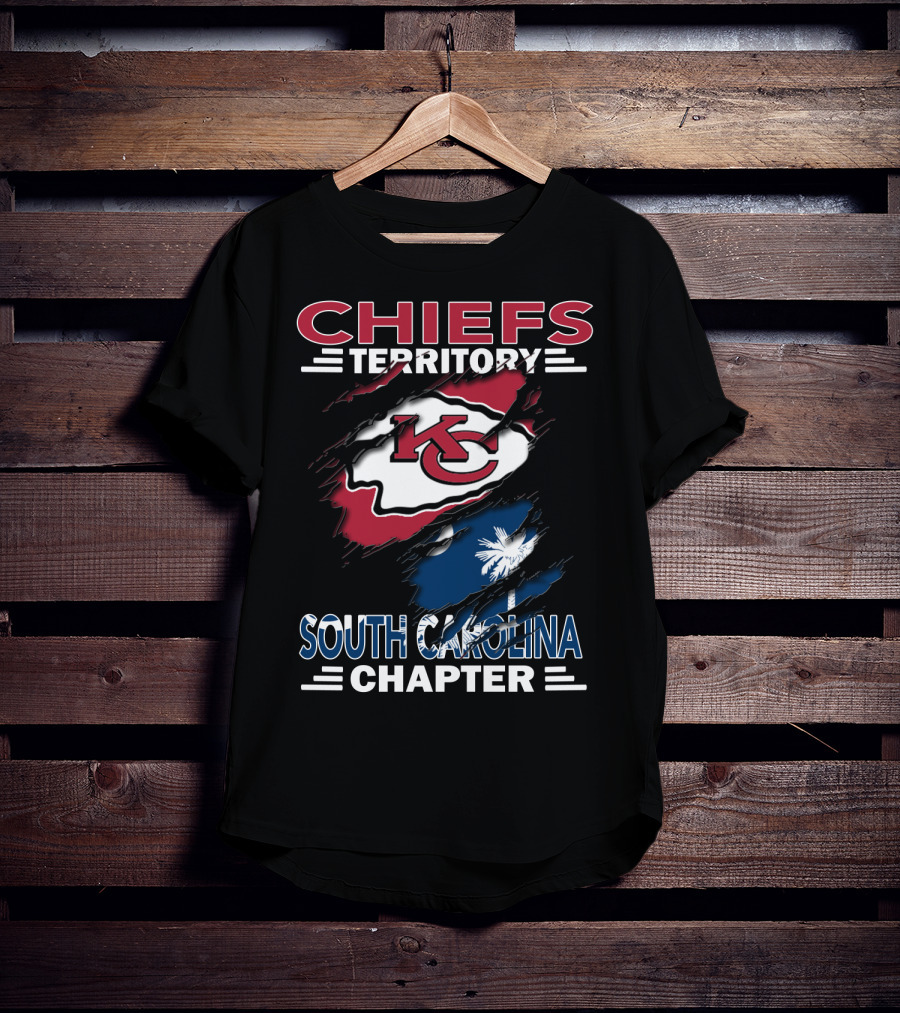 Chiefs Territory South Carolina Chapter KC Logo Wrapping Palmetto Flag T-Shirt