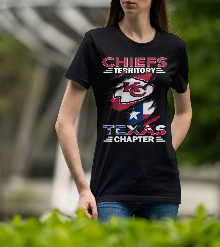 Chiefs Territory KC Logo Over Texas Flag Texas Chapter T-Shirt