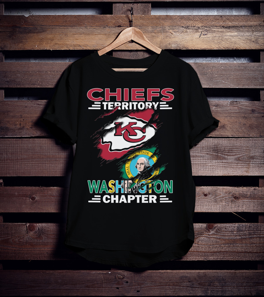 Chiefs Territory Washington Chapter Kansas City Football Logo And Washington State Seal T-Shirt