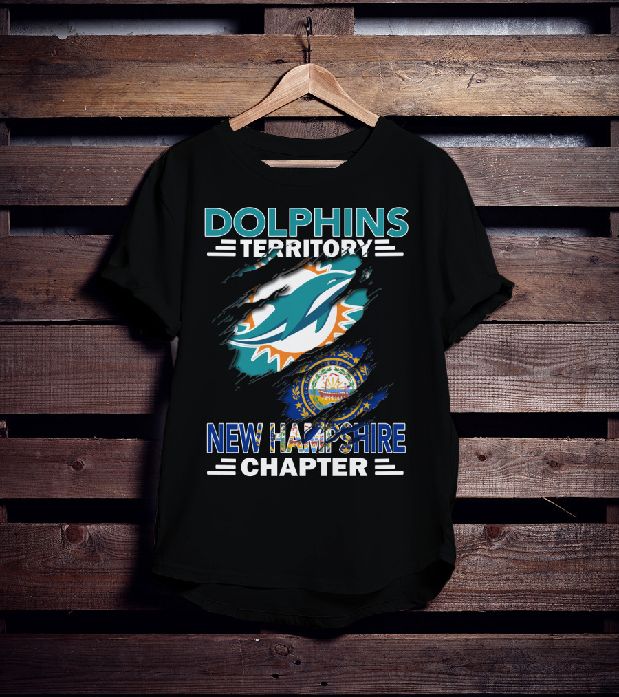 Dolphins Territory New Hampshire Chapter Miami Dolphins Logo New Hampshire Seal T-Shirt