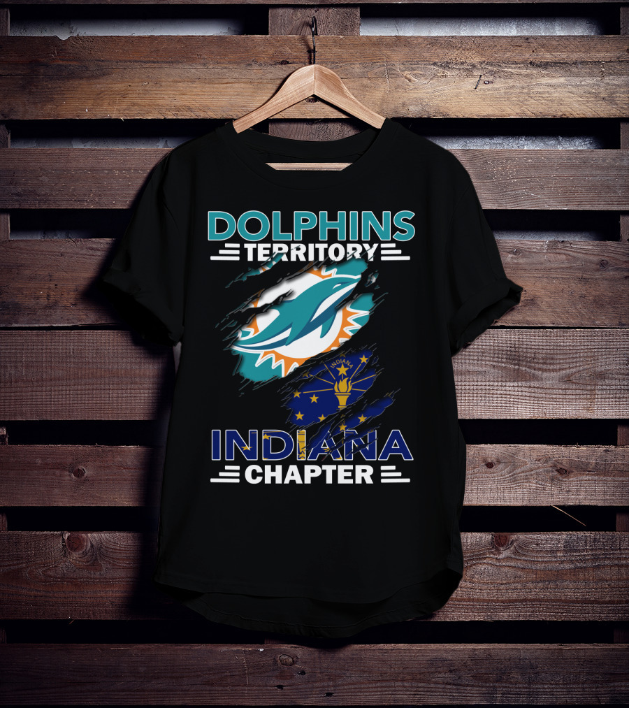 Dolphins Territory Indiana Chapter Miami Logo Indiana Flag Combination T-Shirt