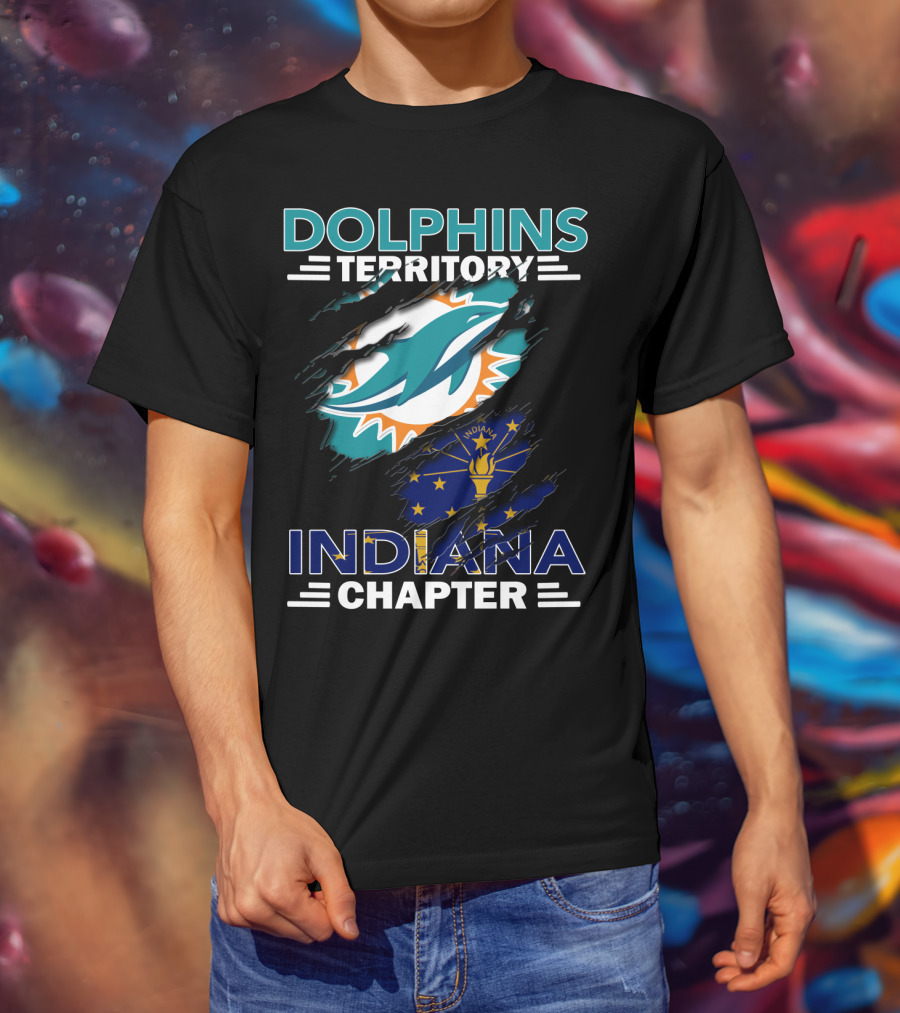 Dolphins Territory Indiana Chapter Miami Logo Indiana Flag Combination T-Shirt