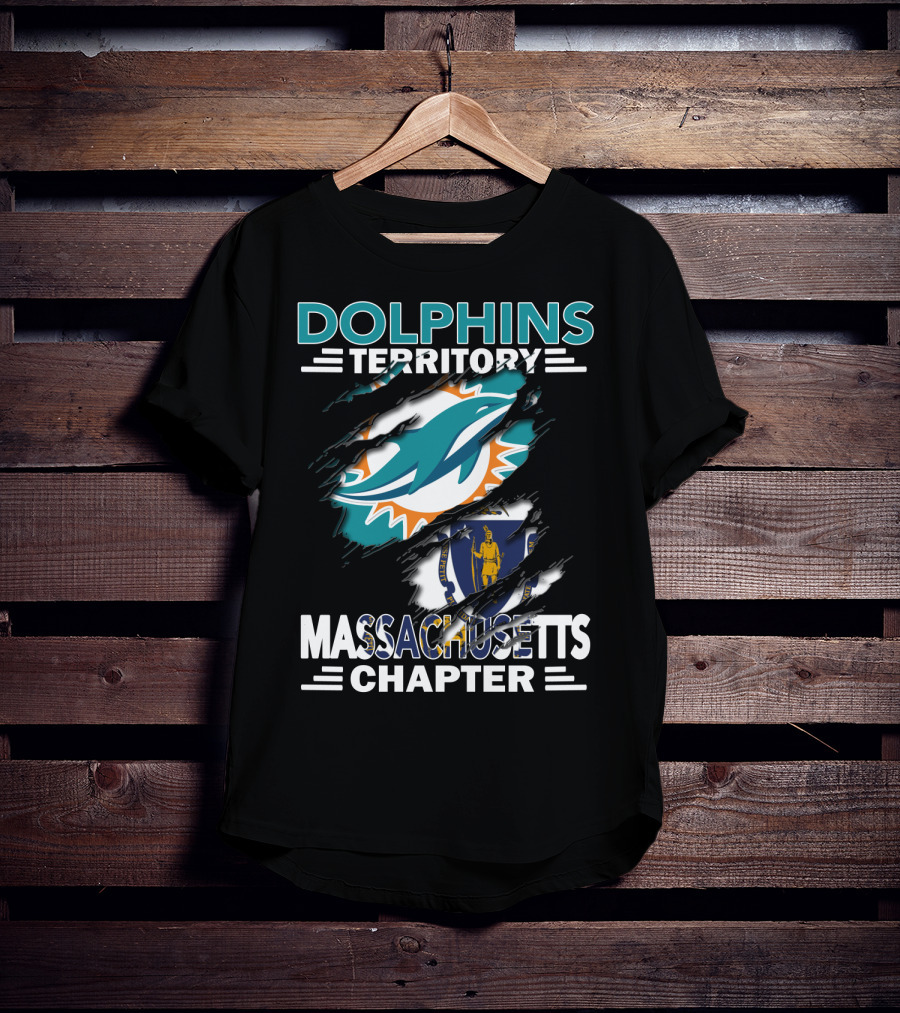 Dolphins Territory Massachusetts Chapter Miami Logo And State T-Shirt