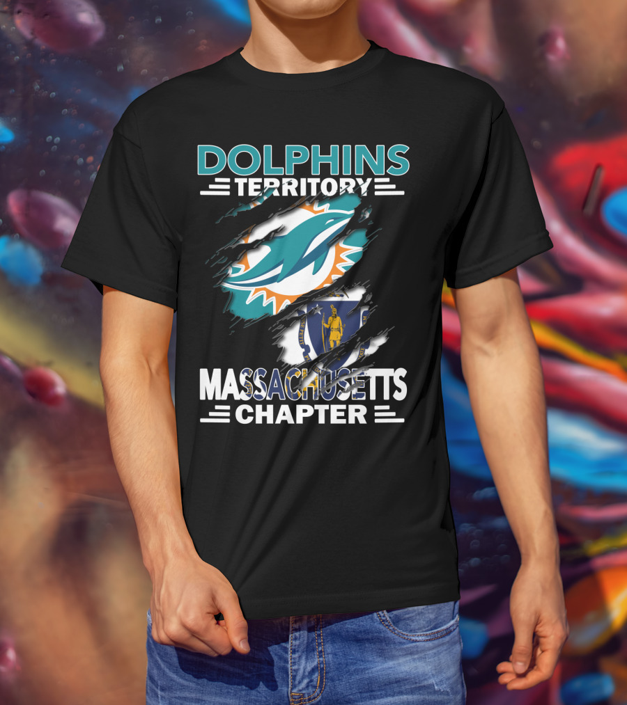 Dolphins Territory Massachusetts Chapter Miami Logo And State T-Shirt