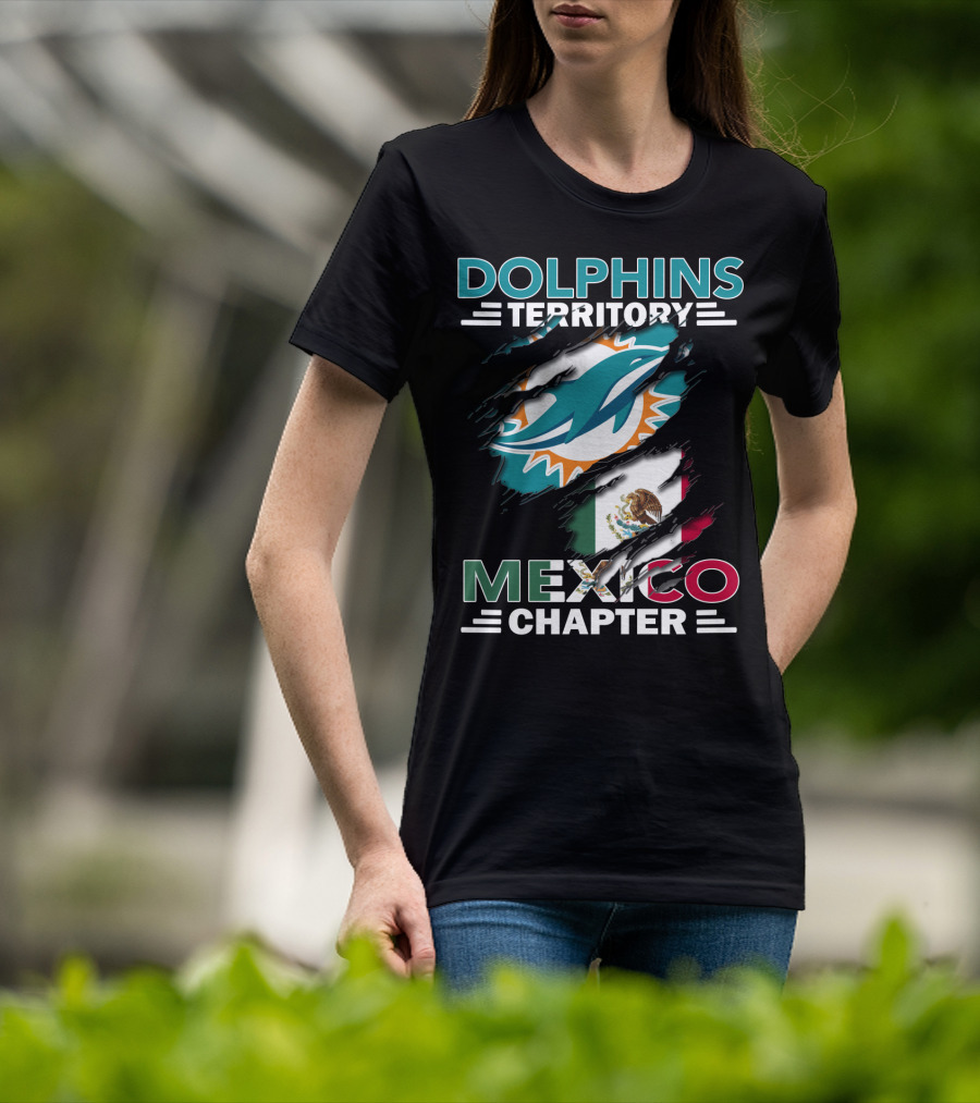 Dolphins Territory Mexico Chapter Miami Dolphins Logo Mexican Flag T-Shirt