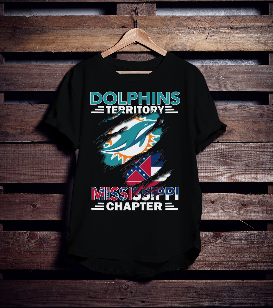 Dolphins Territory Mississippi Chapter Logo And Flag Display T-Shirt