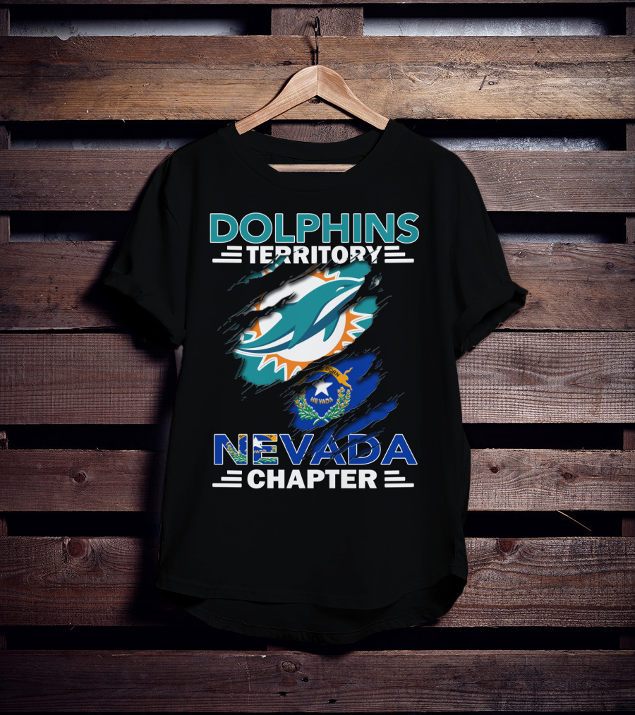 Dolphins Territory Nevada Chapter Miami Dolphins Fans Nevada Flag T-Shirt