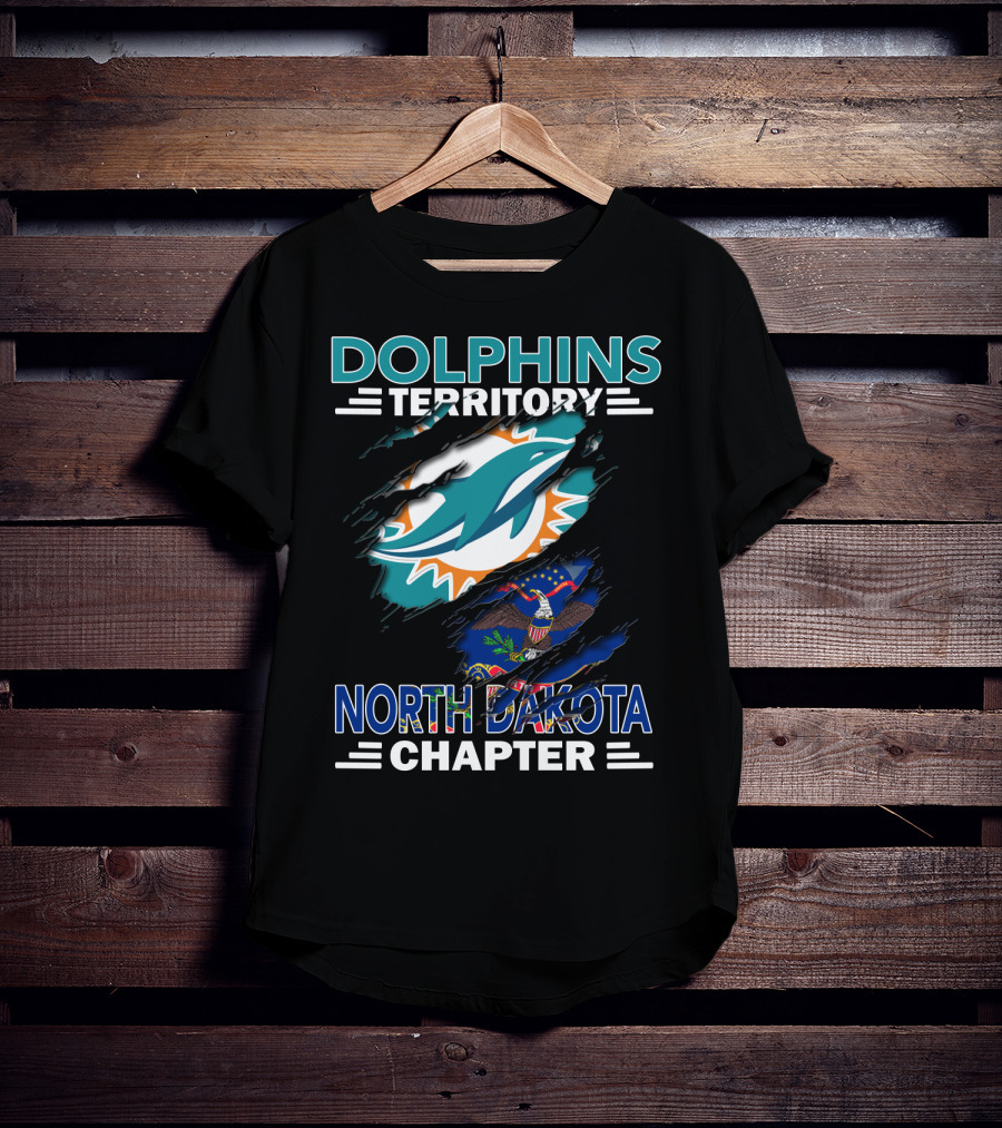Dolphins Territory North Dakota Chapter Miami Football Fan Flag T-Shirt