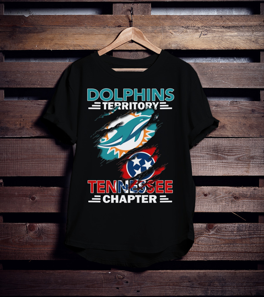Dolphins Territory Tennessee Chapter Miami Logo And Tennessee Flag T-Shirt