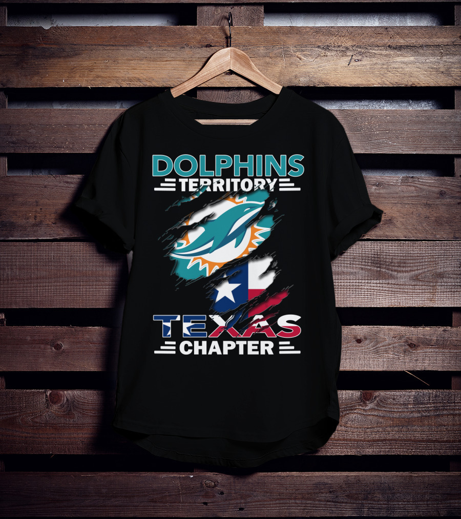 Dolphins Territory Texas Chapter Miami Dolphins Texas Flag T-Shirt