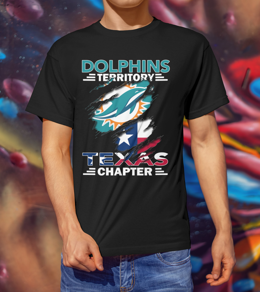 Dolphins Territory Texas Chapter Miami Dolphins Texas Flag T-Shirt