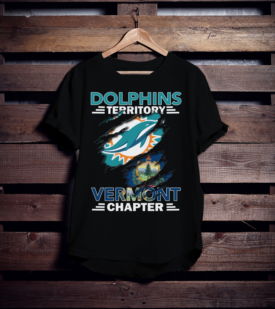 Dolphins Territory Vermont Chapter Miami Dolphins Vermont State T-Shirt