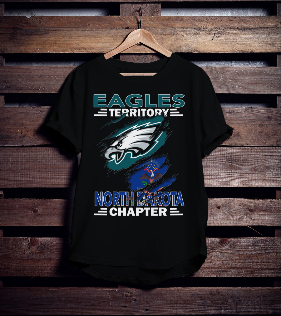 Eagles Territory North Dakota Chapter Fan Logo With State Flag Element T-Shirt