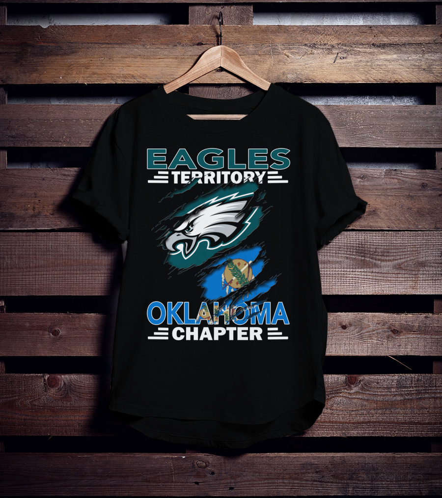 Eagles Territory Oklahoma Chapter Philadelphia Eagles Logo And State Flag T-Shirt