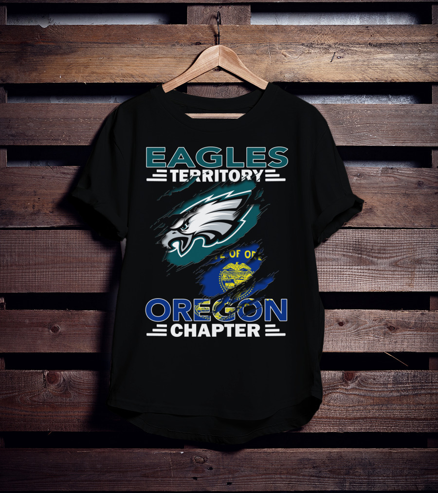 Eagles Territory Oregon Chapter NFL Fan Group Philadelphia Logo And State Flag T-Shirt