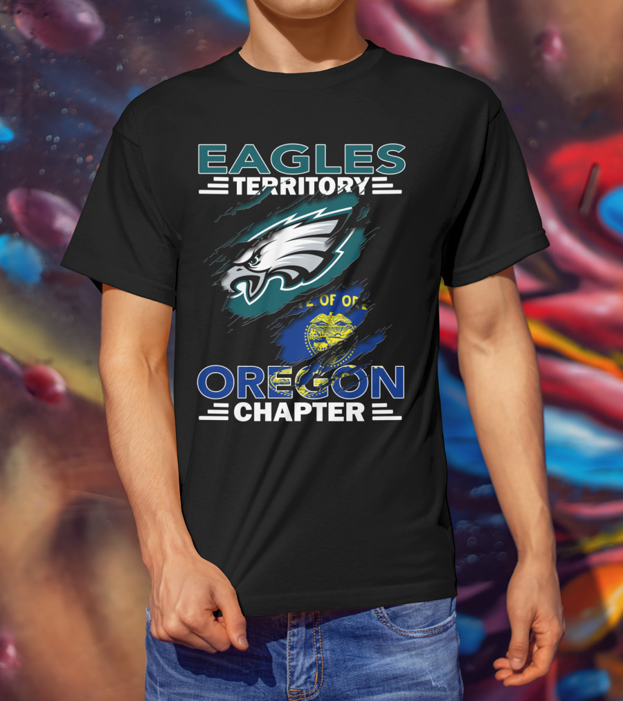 Eagles Territory Oregon Chapter NFL Fan Group Philadelphia Logo And State Flag T-Shirt