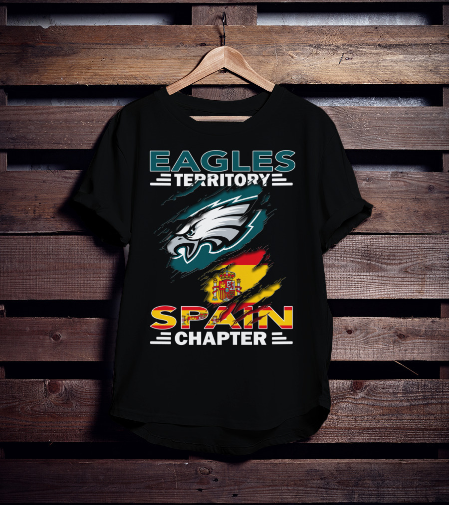 Eagles Territory Spain Chapter Fan Pride With Spanish Flag And Eagle T-Shirt