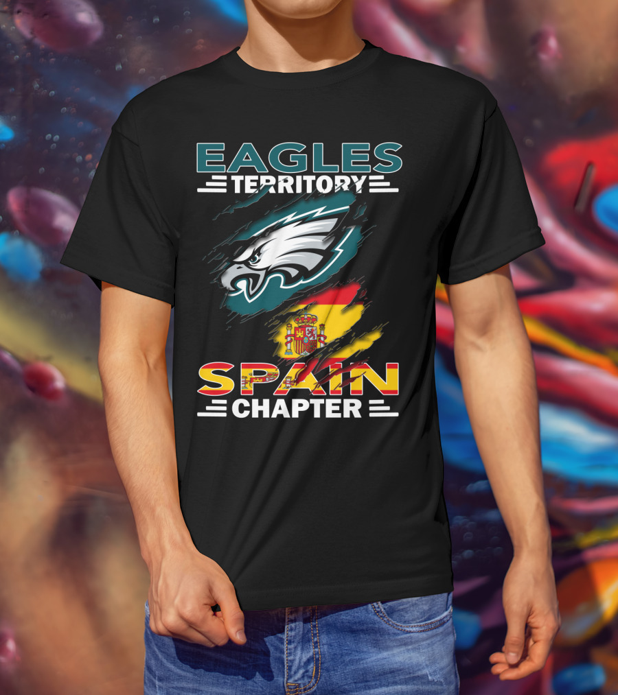 Eagles Territory Spain Chapter Fan Pride With Spanish Flag And Eagle T-Shirt