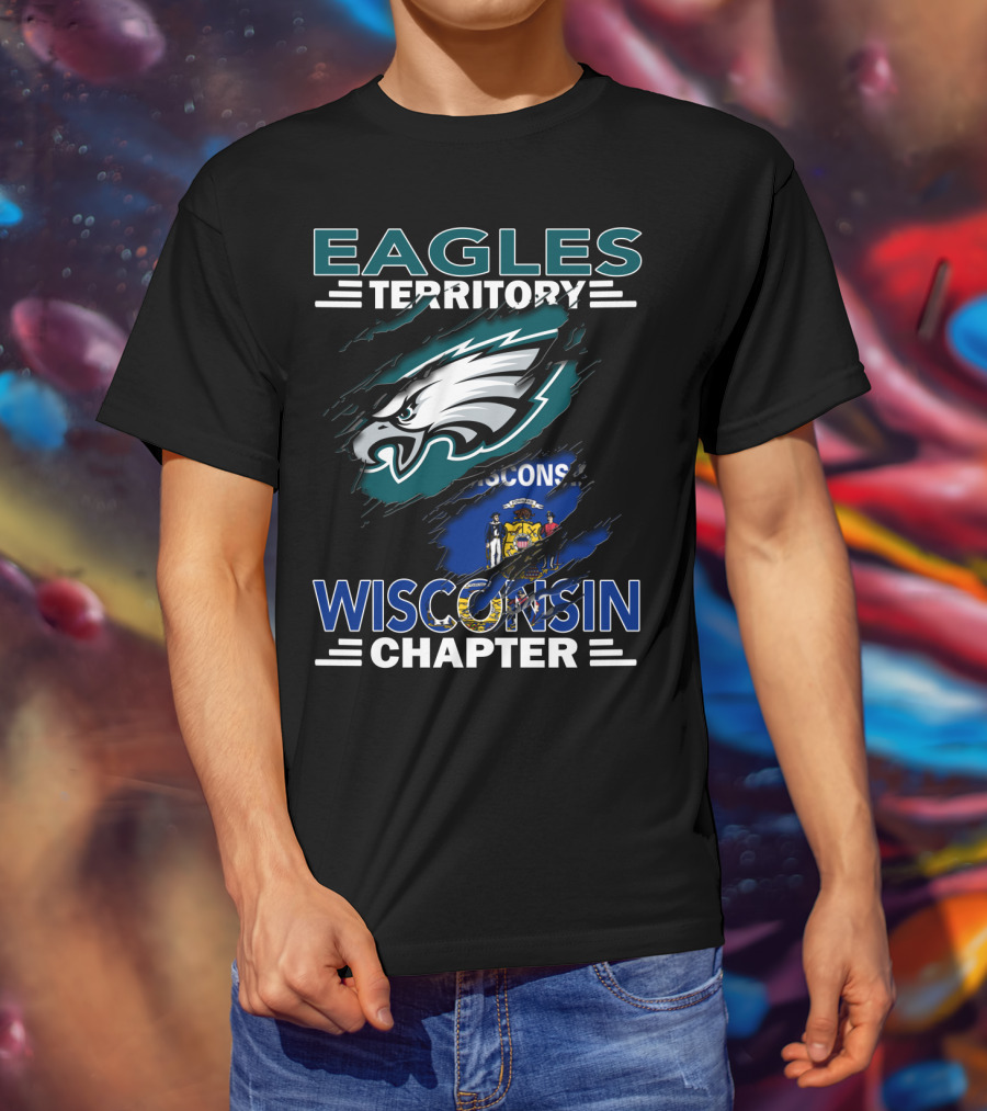 Eagles Territory Wisconsin Chapter Logo Design With State Flag And Team Emblem Elements T-Shirt