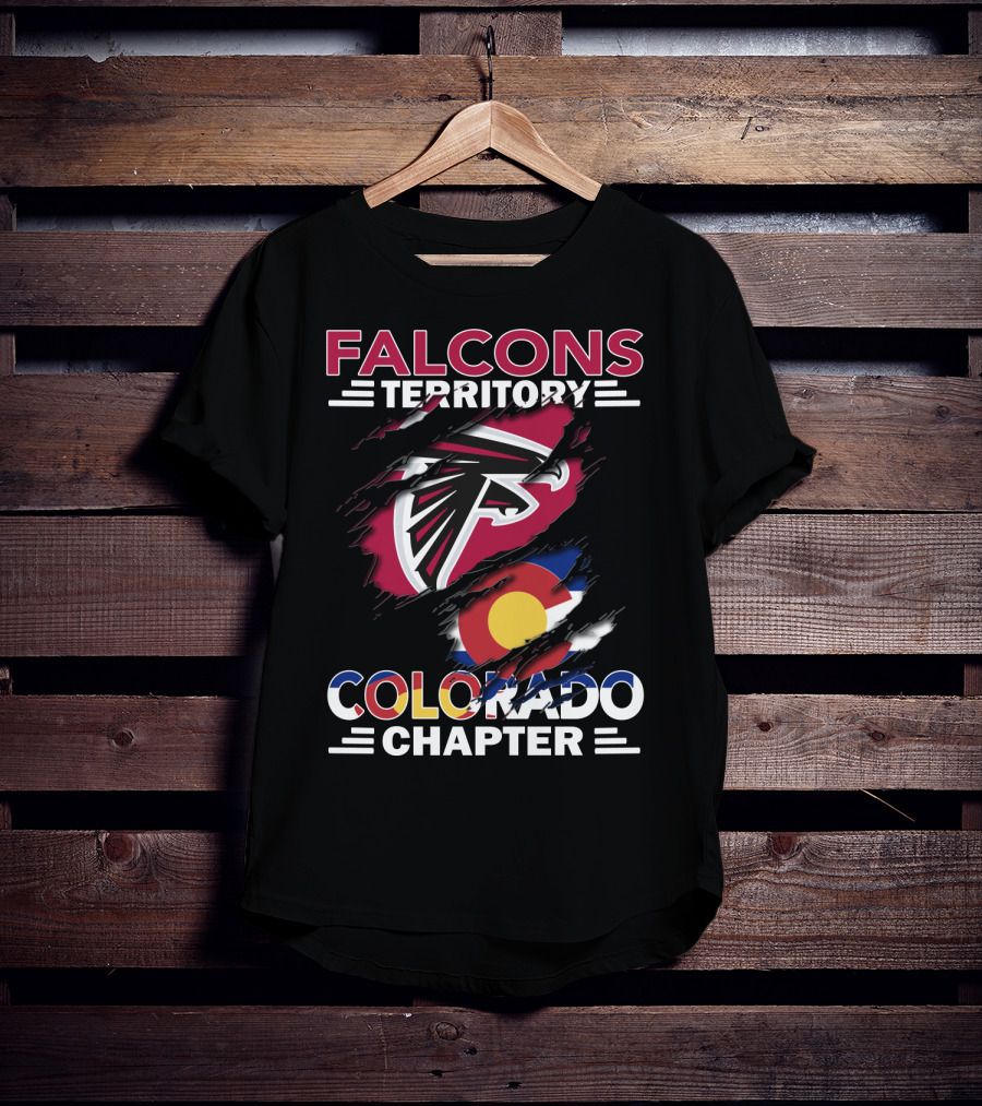Falcons Territory Colorado Chapter With Falcons Logo And Colorado Flag T-Shirt