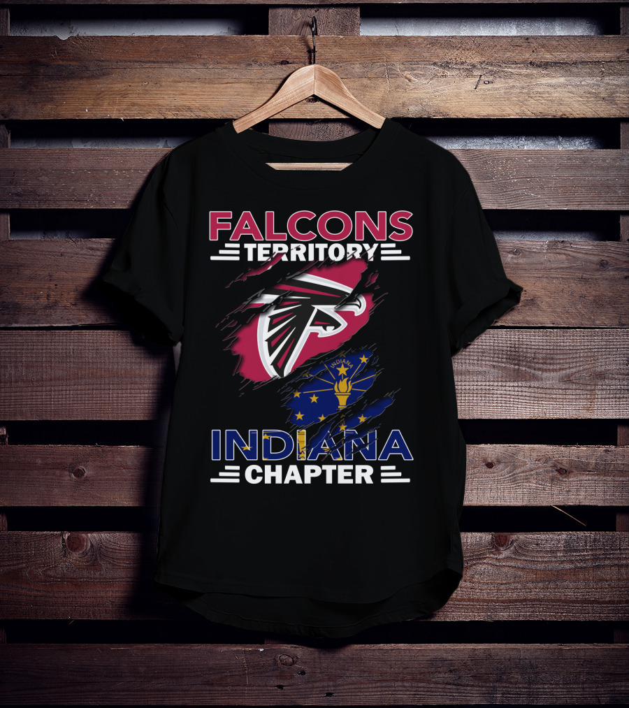 Falcons Territory Indiana Chapter With Atlanta Falcons Logo And Indiana State Flag T-Shirt