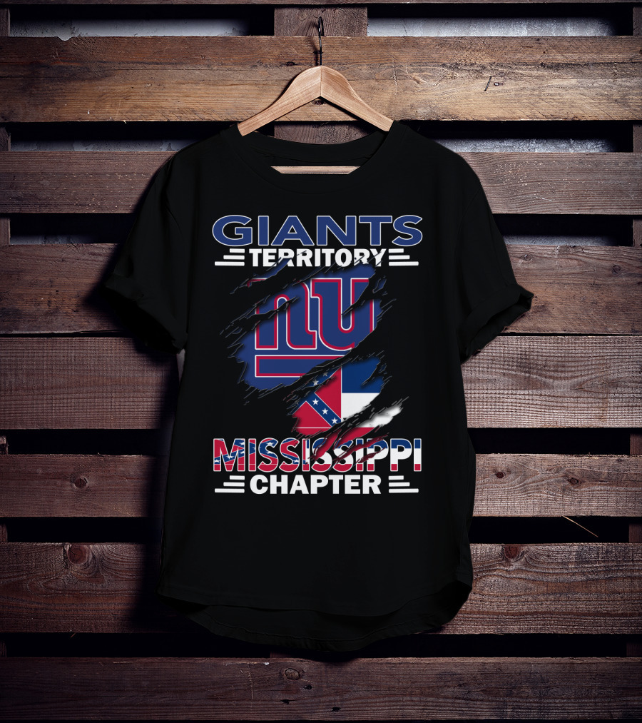 Giants Territory Mississippi Chapter NY Logo And Mississippi Flag Elements T-Shirt