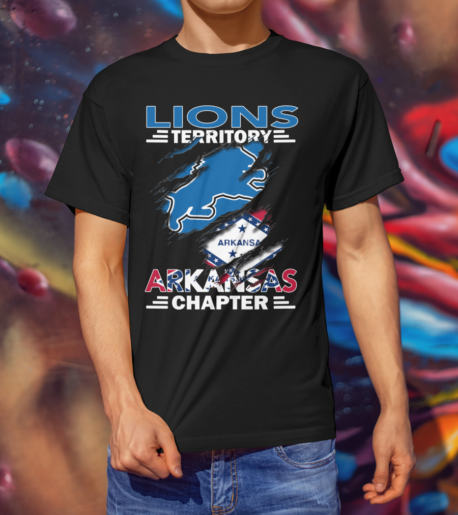 Lions Territory Arkansas Chapter Blue Lion And State Flag T-Shirt