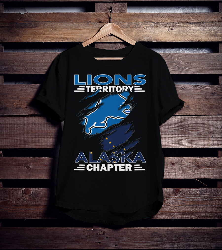 Lions Territory Alaska Chapter Blue Lion And Flag T-Shirt