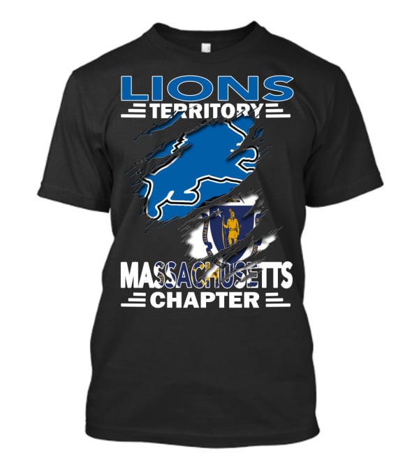 Lions Territory Massachusetts Chapter Blue Lion And State Emblem T-Shirt